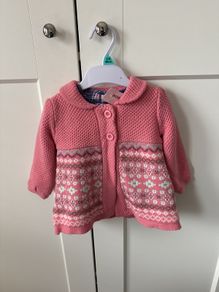 Baby girl set -pink cardigan and blue shirt 9-12 m - new