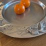 Large Decorative Pewter Dish with Koi Fish Engraving Image 2