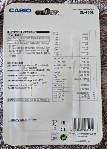 Casio School Calculator with Case SL-460L