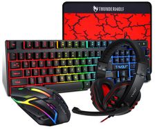 New PC Set Multimedia Wired Gaming USB Keyboard Mouse 3.5mm Headphones Pad #1413