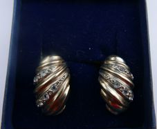 Vintage Sterling Silver  Earrings 1980s Gold Plated Shell Design 4,70g