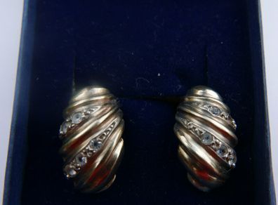 Vintage Sterling Silver  Earrings 1980s Gold Plated Shell Design 4,70g