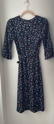 Monteau navy print belted dress size 10 - new