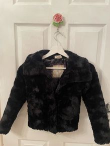 H&M Girls black faux fur jacket
