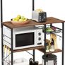 _Standing Kitchen Shelf with Metal Basket and 6 S-Hooks and Shelves Image 5