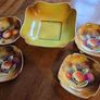 Colourful Hand Painted Vintage Set China Fruit / Desert Dishes Image 2