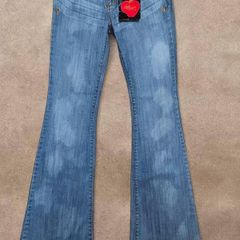 Rare Vintage Y2K Apple Bottoms Blue Low Rise Super flare jeans Size 5/6(UK 8-10/36-38/S)