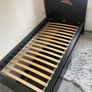 Solid Black Single Bed Frame with High Headboard, Slats & Storage Drawer Image 2