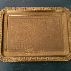 Antique ornate brass tray