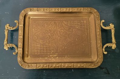 Antique ornate brass tray