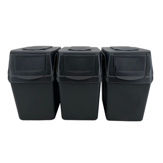 BRAND NEW Set of 3 recycling cubes with capacity of 75 litres of compartment in black color