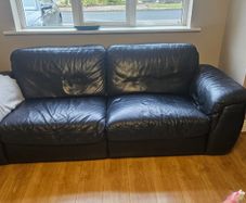 Natuzzi black 3 piece leather sofa and 2 seats