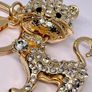 Created Black & White Austrian Crystal Cat Keychain In Yellow Gold Tone Image 5