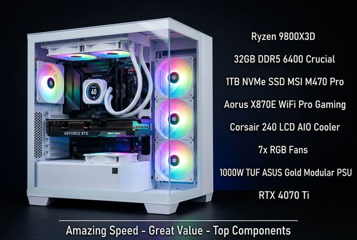 Gaming custom PC 9800x3d 32gb 6400 1tb 4070ti
