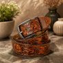 Unisex Genuine Leather Belt Vintage Embossed Design with Antique Buckle Casual & Formal Waist Belt Image 9
