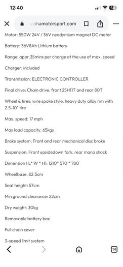 Electric Blue kids electric pit bike