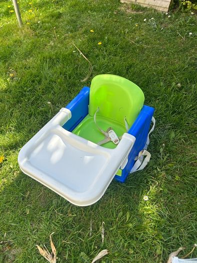 Portable travel chair for baby - toes on to standard chair