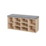 Padded shoe bench natural-grey  shoe bench, shoe rack, shoe storage, bench, 10 compartments, with upholstery, for the entrance area, hallway, bedroom, 104 x 30 x 48 cm, wood look Image 3