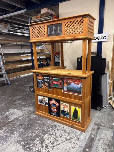Modern wooden home bar