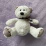 Adorable White Teddy Bear with Cream and Blue Plaid Bow Image 2