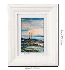 Poolbeg & Dollymount Strand, Dublin, A6 framed print by artist Helen Mathews