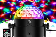 Disco Lights, 360 Rotation Sound Activated Portable  Disco Ball Lights with 4M/13ft USB Power Cable, 3W RGB Party Lights with Remote Control for Birthday/Family Gathering/Party/Home