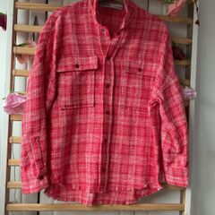 shacket zara xsmall red tweed shacket jacket
