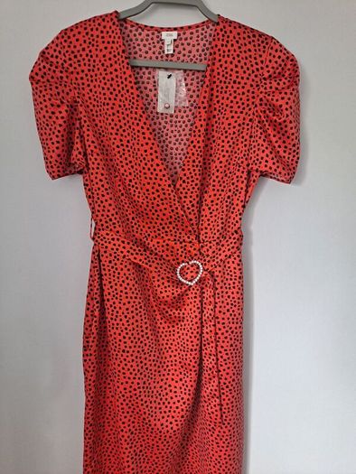 New River Island satin polka dot Occasion dress size UK 12