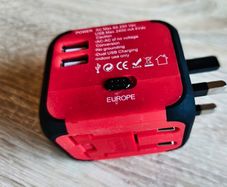 Universal Travel Adapter EU/UK/US/AUS with Dual USB Charger Ports, Multi-Plug with Surge Protector Worldwide
