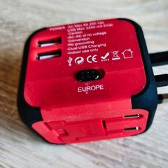 Universal Travel Adapter EU/UK/US/AUS with Dual USB Charger Ports, Multi-Plug with Surge Protector Worldwide