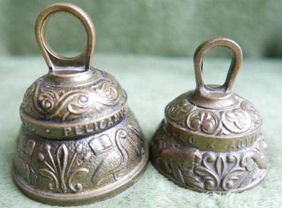 Set of 2 Vintage  Brass Sanctuary Bells Leo x Aqvila Angus x Pelicanus
