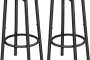 Bar Stools Set of 2, Breakfast Round Bar Chairs with Footrest, Pub Stools, Sturdy Metal Frame, for Dining Room, Kitchen, Party, Industrial, Rustic Brown