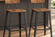 Vintage  Bar Stools Set of 2 with Backrest Steel Frame