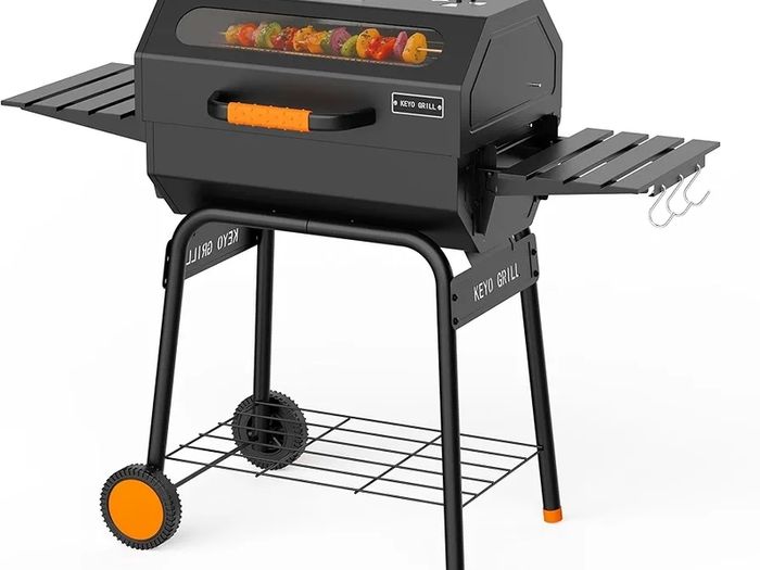 GRILL 23 Inch Charcoal BBQ 469 Sq In, Pentagonal Barbecue Grill with Viewing Window Furnace Coverand Thickened Chrome-plated Grill, Suit for Garden, Shed, Patio