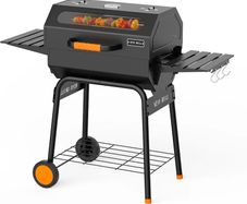 GRILL 23 Inch Charcoal BBQ 469 Sq In, Pentagonal Barbecue Grill with Viewing Window Furnace Coverand Thickened Chrome-plated Grill, Suit for Garden, Shed, Patio