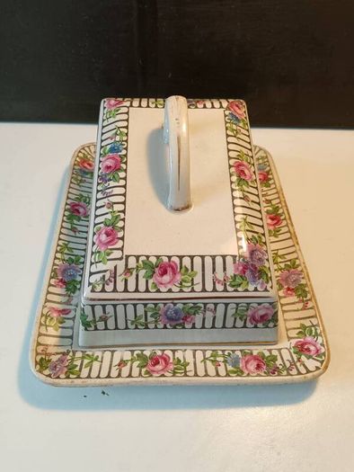 Henry Alcock Victorian Staffordshire Hand Painted Butter Dish
