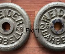 Vintage weider cast iron 1" weight plates 2.5kg & 4.5kg