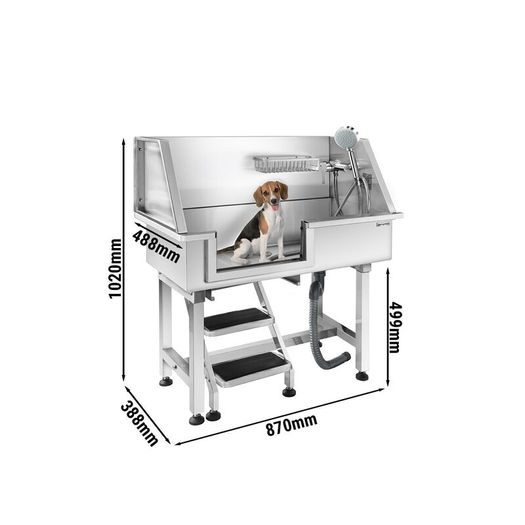 Professional Stainless Steel Pet Grooming  Dog Bath Station with Steps & Shower Kit