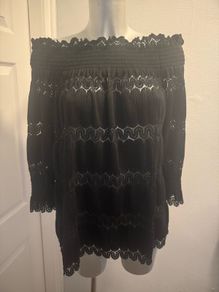 River Island Black off shoulder blouse size UK16 EU44 Postage included
