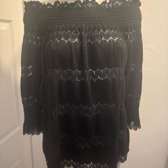 River Island Black off shoulder blouse size UK16 EU44 Postage included