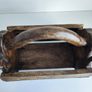 Vintage wooden box magazine holder Elephants relievo sculpture animals Image 10