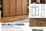 IKEA BILLY /OXBERG Bookcase with doors