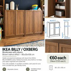 IKEA BILLY /OXBERG Bookcase with doors