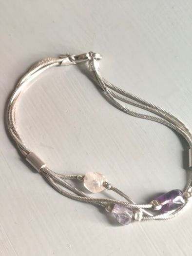 Sterling silver bracelet with amethyst