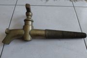 Antique French solid brass oak barrel tap or spigot