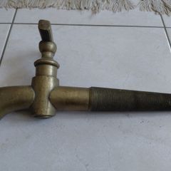 Antique French solid brass oak barrel tap or spigot