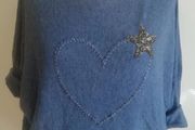 Carla Giannini Angora Wool Jumper Denim Blue Star One Size NWT Italy CAN POST