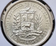 1965 Venezuela 1 Bolivar Silver coin