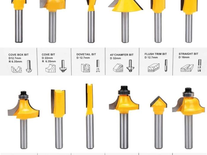 12 PCS 6.35mm 1/4 Inch Shank Tungsten Carbide Tipped Router Bit Set with Wrench (FREE POSTAGE)