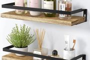 Floating Shelves, Rustic Wall Shelves Set of 2 with Length 42cm, Removable Towel Holder, Wall Mounted Shelves for Bathroom, Living Room, Bedroom, Kitchen, etc